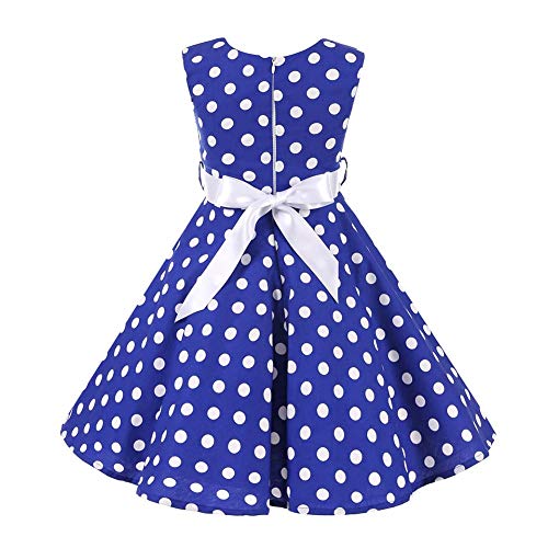 Girls 50s Vintage Polka Dot Flower Swing Rockabilly Prom Party Tea Dress Kids Audrey Wedding Formal Cocktail Evening Gown2