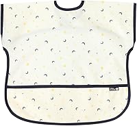Vista 2 de Short Sleeve Waterproof Bib for Toddlers – Easy Clean Feeding Apron for Mealtime, Daycare, Self-Feeding, Lightweight Estrella/Luna