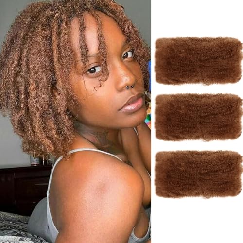 8 Inch Afro Kinky Curly Braiding Hair Bulk for Dreadlock Extensions 3 Packs Marley Twist Hair Bulk for Mini Twist Repair Locs Spring Afro Twist Hair Bulk, 30g /Pack (30#, 8inch)