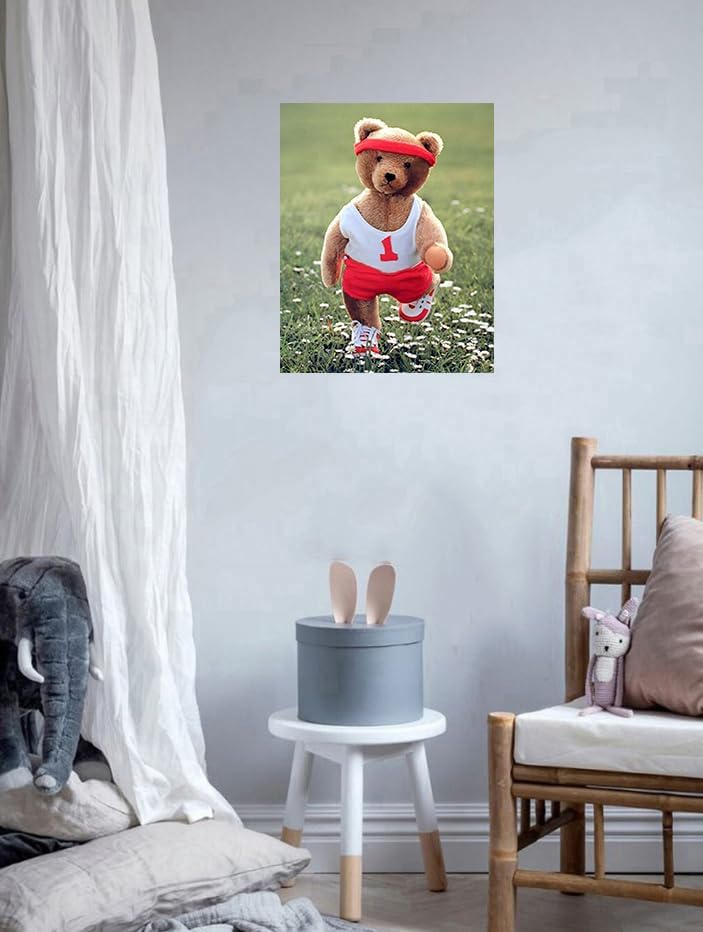 Impact Posters Gallery Wall Decor Stuffed Cute Teddy Bear Jogging Girls Kids Room Art Print Poster (16x20) image 5