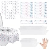 Toilette Auflage,20Pcs Einweg Toiletten Sitzbezug mit 90Pcs Handshuhe,Rutschfeste Toilettenauflagen, Toilettensitzbezüge,Toilette Hygiene Auflage für Kleinkinder Schwangere Frau öffentliche Toilette