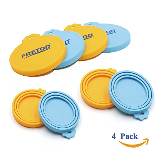 FRETOD Universal Stretchable Silicone Caps de Lata para Mascota, Perro, Gato - Pack de 4