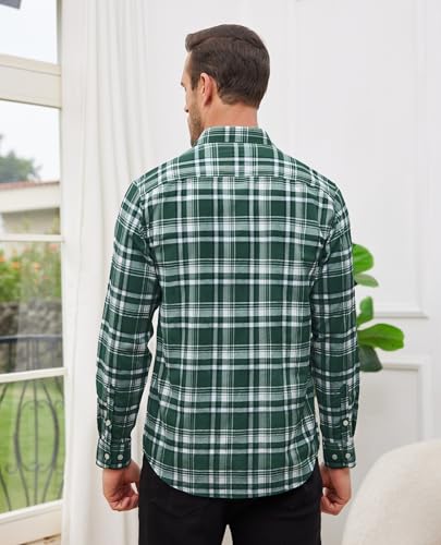 J.VER Long Sleeve Shirts for Men Cotton Plaid Button Down Shirt Business Casual Work Top with Pocket4