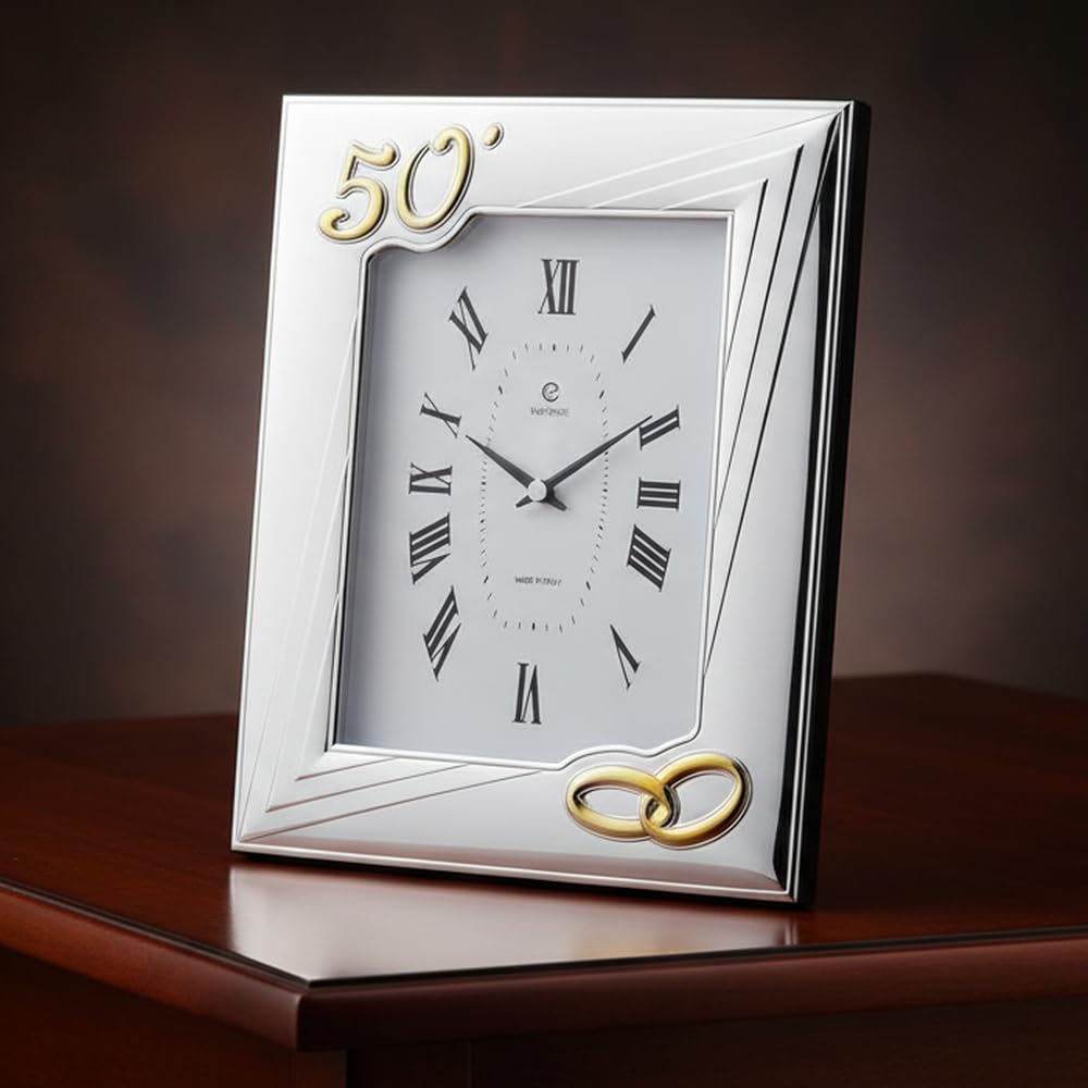 Cadre Photo + Horloge Argent 925 – 9x13 Cm – Made In Italy – De Santis Argenterie