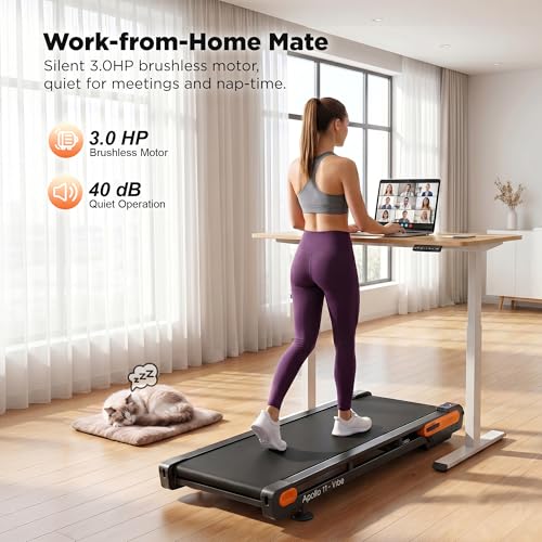 Image of Vitalwalk Walking Pad Treadmill with Incline, Full Deck 15% Auto Incline, Portable Under Desk Treadmills for Home Office, 4-Way Mobility & Vertical Storage, Vibe Speaker, 330LBS Capacity, 39.5 inch x 16 inch