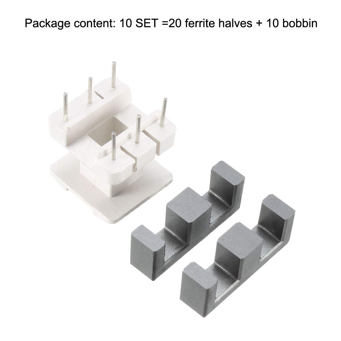 sourcing map Transformer Bobine Ferrite Coeur Vertical Ferrite Moitiés et Bobine Set 20 Ensembles EE25