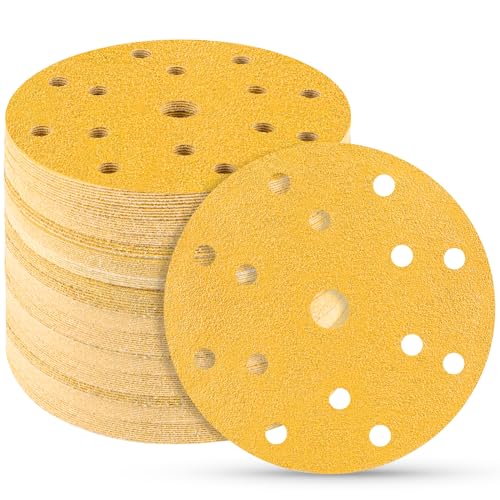 Image of STEBRUAM 50pcs 150mm Sanding Discs,60 Grit 6 inch 15 Holes Hook and Loop Sanding Pads for Random Orbital Sander Pads and All Oscillating Tools