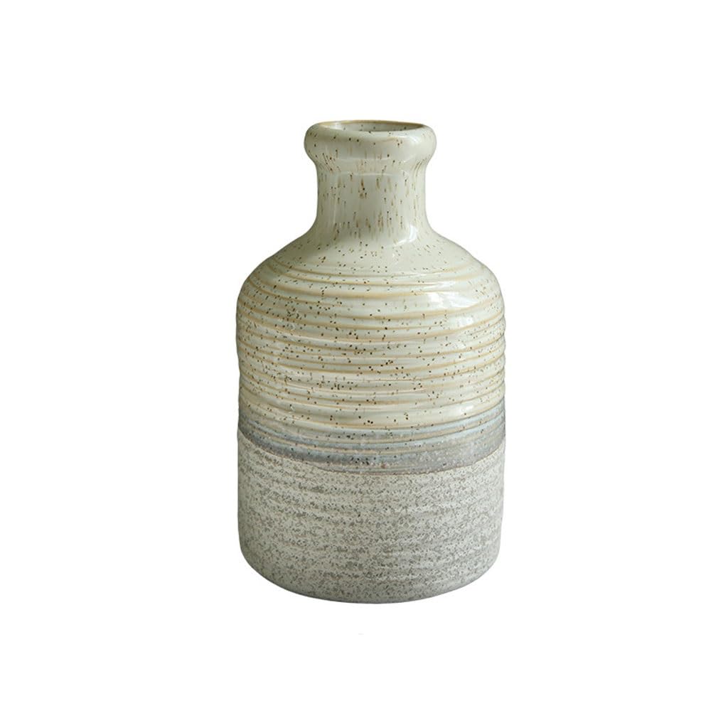 Dining Table Decor Ceramic Vase Ornaments Living Room Flower Arrangement Chinese Style Porch Home Coffee Table Coarse Pottery Vessel Kitchen Decor(A)