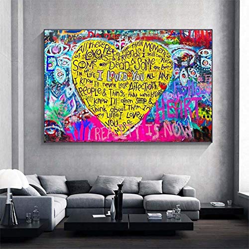 Affiches et gravures street art de cœurs pour une ambiance intérieure chaleureuse et audacieuse