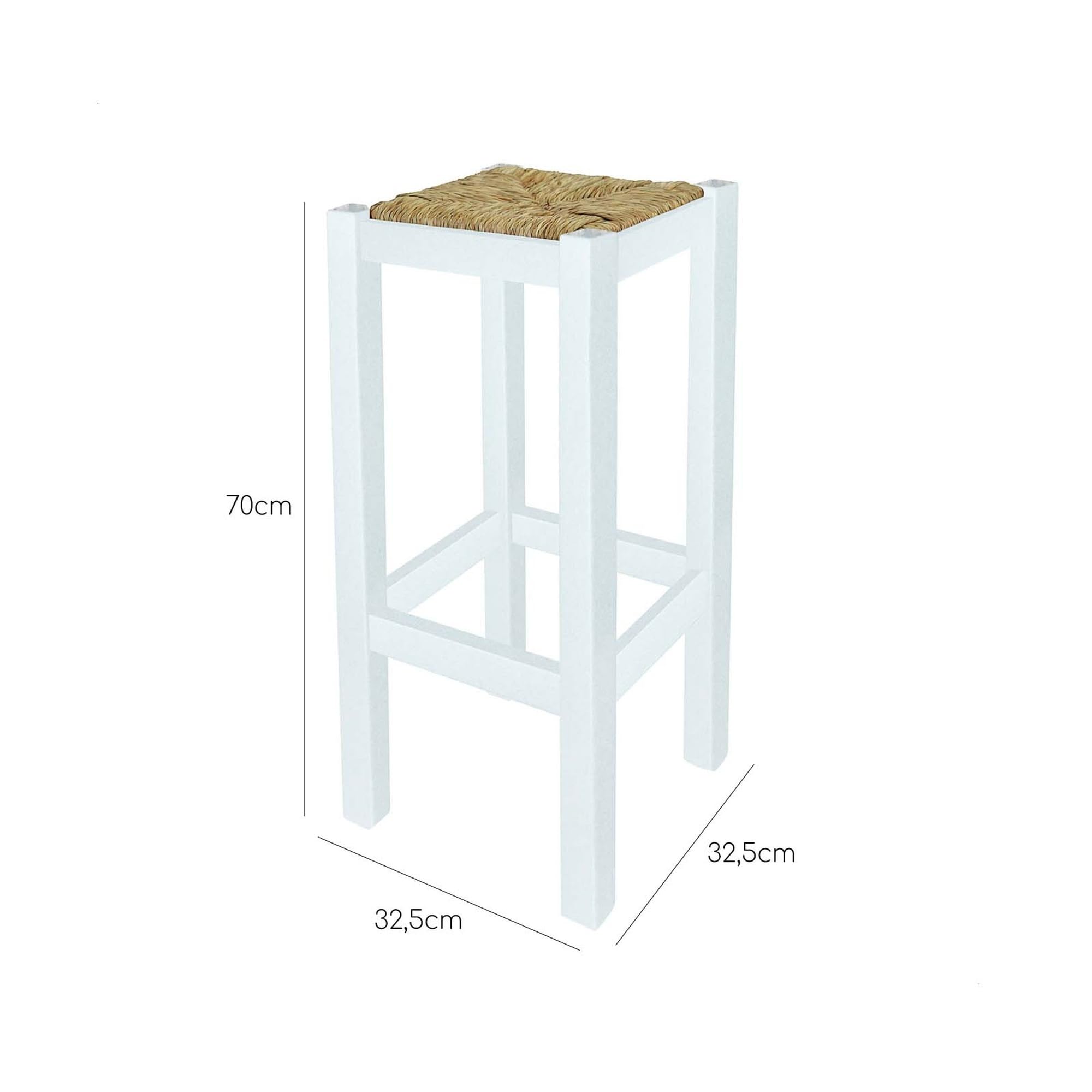 WELL HOME MOBILIARIO & DECORACIÓN Banc Rustique carré Haut en Bois, Finition Blanche, 32,5 x 32,5 x 70 cm