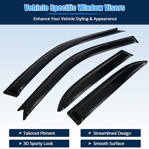 Tape-on Window Visors Compatible with 2001-2005 Lexus IS300, Rain Guards Side Window Wind Deflectors Vent Visors Slim Style Smoke Tinted Acrylic 4 PCS - Image 4
