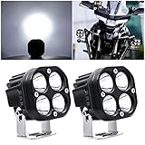 ✔【Cápsulas blancas súper brillantes de 40 vatios】: Los faros LED para motocicletas usan 4 piezas de perlas de luz, 40 W (4 piezas * 10 W LED CREE intenso / cada bombilla), haz enfocado de largo alcance con 5400LM le permite ver a lo lejos, extremadamente brillante incluso durante el día.