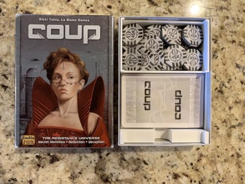 Image of Coup Card Game for 2-6 Players, Board and Party Game with 3D Printed Insert, Sleeved Cards