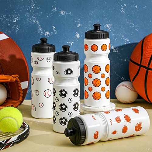 Gerrii 4 Pcs 25 Oz Kids Sports Squeeze Water Bottle Kids Sports Ball Bottle With Leakproof Cap Squeeze Water Filter Bottle Water Bottle For School Classroom Reusable Water Bottle For Boys Girls #TOP2