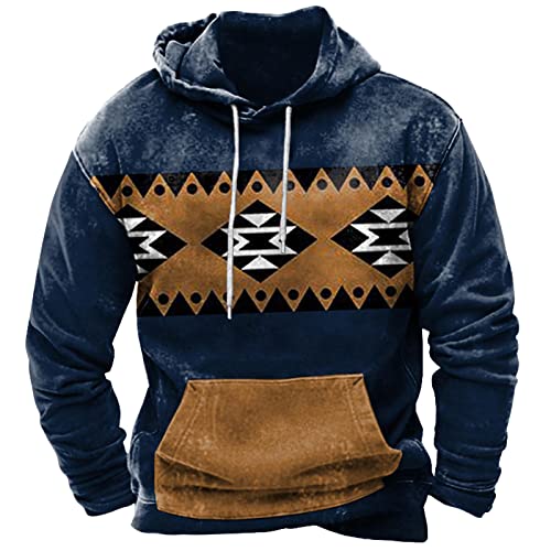 Muscularfit Mens Hoodie Casual Aztec Ethnic Drawstring Hooded Sweatshirts Long Sleeve Graphic Shirt Lightweight Pullover 2024