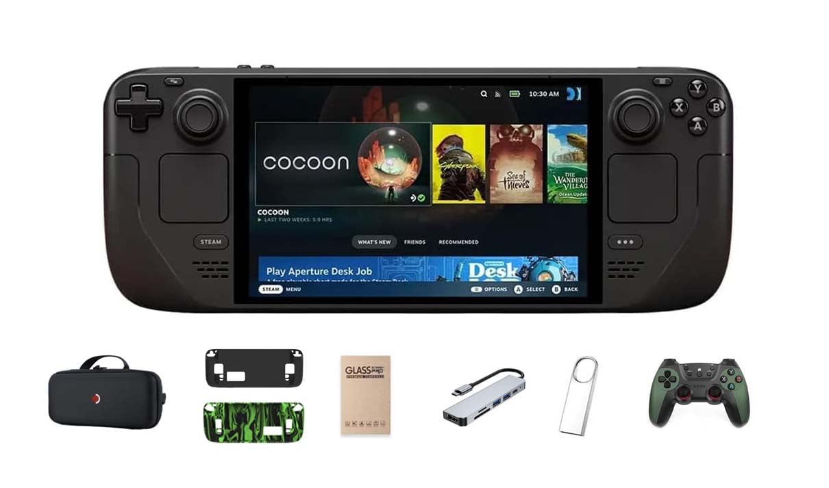 Valve Steam Deck OLED 2TB Handheld Gaming Console, 7.4" HDR 90Hz Display, Wi-Fi 6E, PC Gaming, with 7-in-1 Kit: Carrying Case, Hub, Controller, 2*Protective Cases, Screen Protector, 32GB USB
