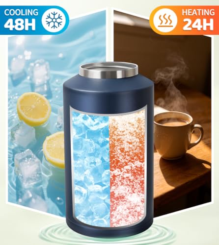 Image of Insulated Water Bottle,1 Gallon Jug with Handle, 128oz Stainless Steel, Large Water Wide Mouth Bottle for Hot & Cold Drinks, Ideal for Travel, Camping, Family (Dark Blue)