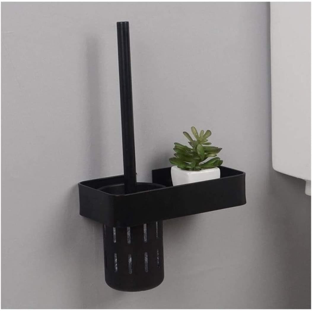 トイレブラシホルダー壁掛け式セット、クリエイティブアルミ製、トイレ用スクラバー洗浄ブラシとブラケットを隠せる