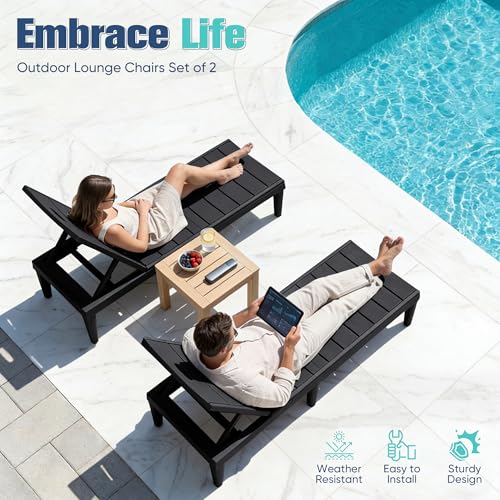 image for Devoko Outdoor Chaise Lounge Chair Set of 2 with 5-Position Adjustable
