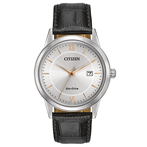 Image of Citizen Men's Classic Eco-Drive Leather Strap Watch, 3-Hand Date