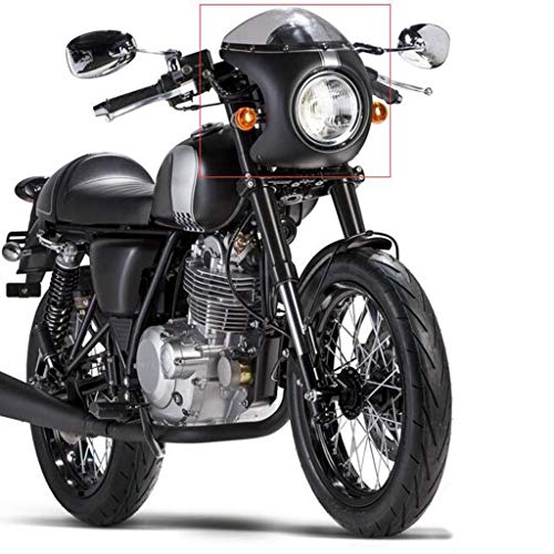 D DOLITY Motorcycle Front Headlight Fairing Screen Retro Cafe Racer Style Universal Windshield Fit 7 Inch Head Light - Black