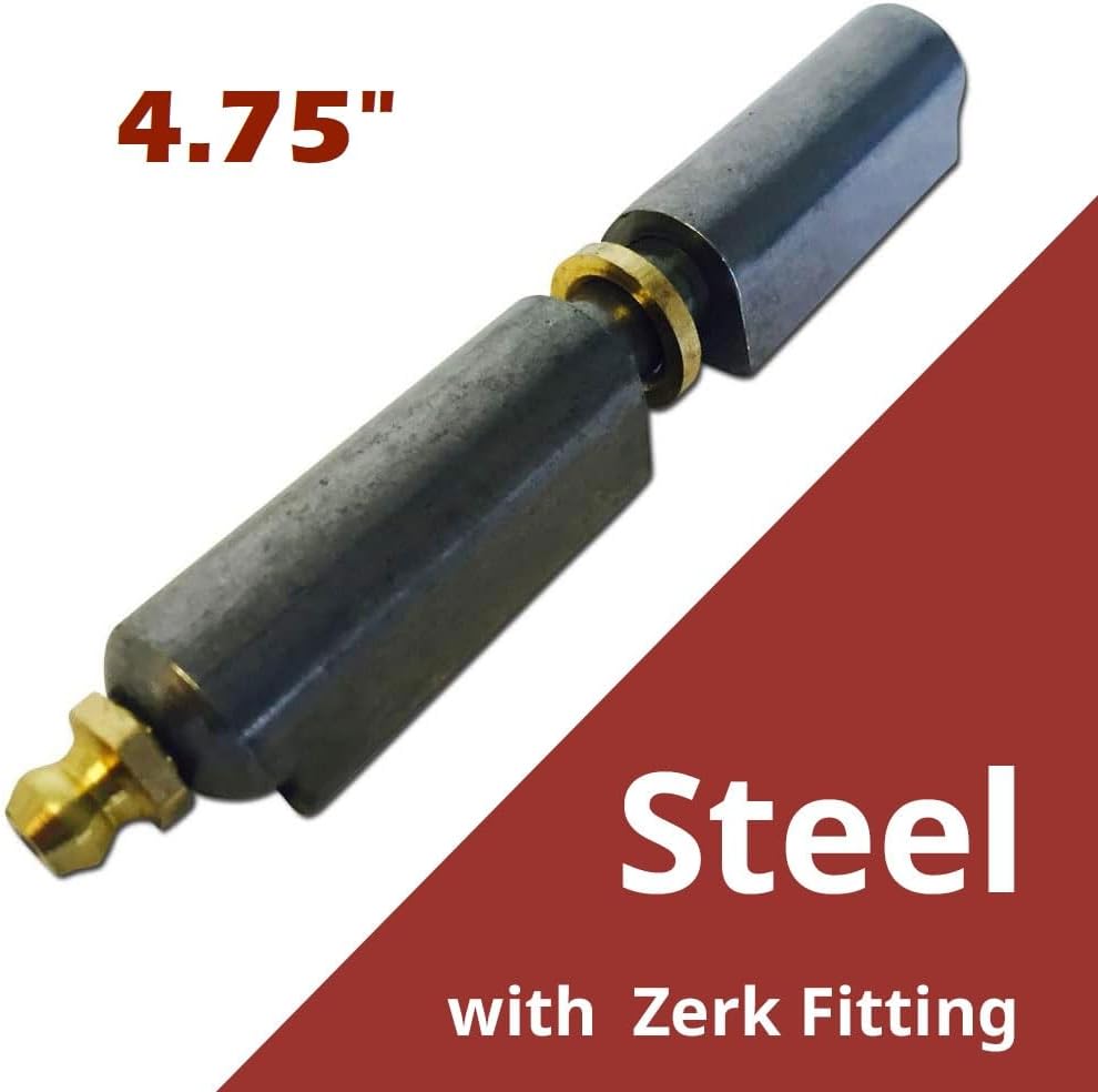 4.75 inch Steel Bullet Hinge with Zerk Grease Fitting and Bushing, 4 3/4 x 3/4 in. (2)