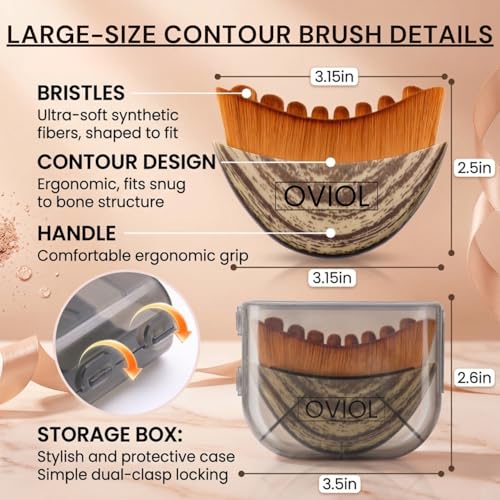 Image of OVIOL Lymphatic Contour Face Brush | Lymphatic Brush Face Massager for Sculpting and Drainage | Face Massage Tool for Jawline and Neck | Soft Bristles Ergonomic Design with Travel Case
