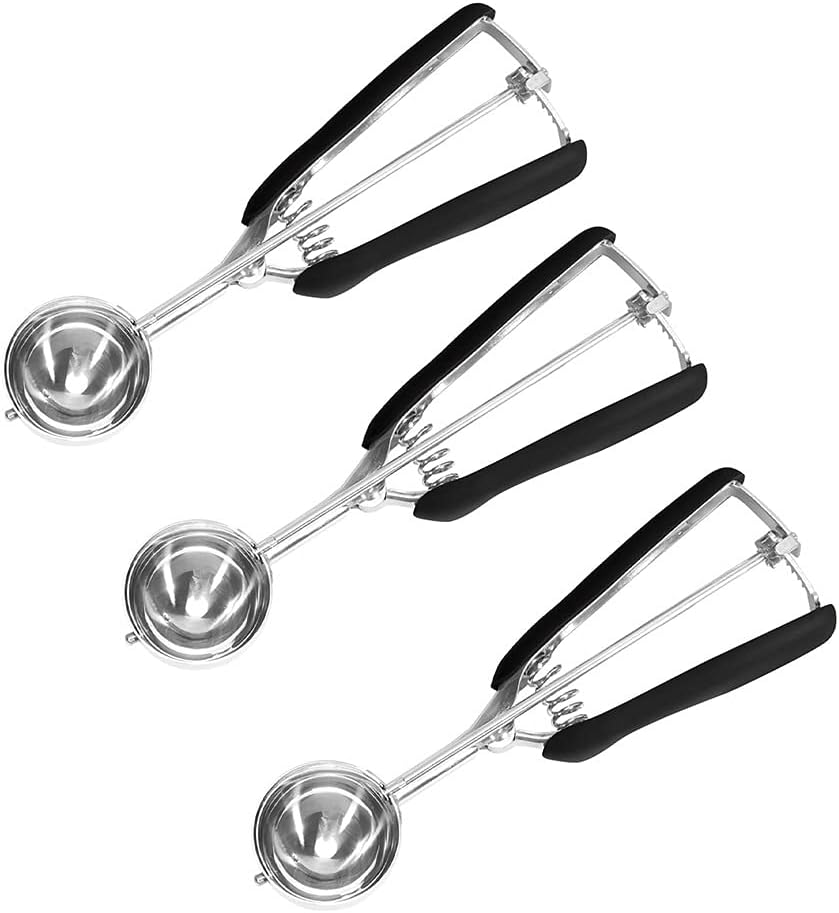 LUNIZ Soup Spoons Stainless Steel Spoon Ice Cream Spoon Ice Cream Scooper Fruit Spoon Dessert Spoon 3 Pieces Tea Spoons (Color : Red)
