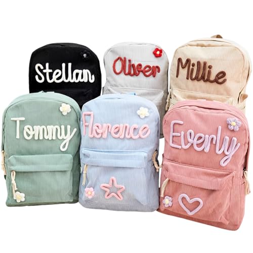 Custom Corduroy Backpacks Personalized Embroidered Backpack With Name Customized Knit And Carry School Bag Personalized Monogram Book Bag For Kids Toddlers Boys Girls