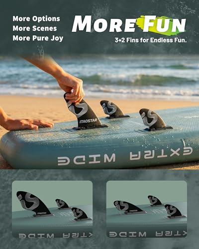 Image of iTAOSTAR City Park 12'x35 inch Extra Wide Paddle Board with Seat, One-Stop Premium SUP Board Gears, Tailored 5 Fins, Stable Inflatable Stand Up Paddle Boards for Youth of All Levels