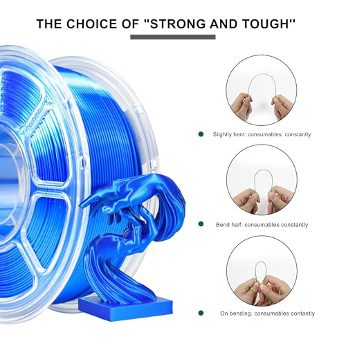 Image of iBOSS Silk PLA Plus Filament 1.75mm Blue 1KG, Shiny Silk 3D Printer Filament Dimensional Accuracy + /- 0.02mm, 1kg Spool(2.2lbs) 3D Printing Filament Fits for Most FDM 3D Printers
