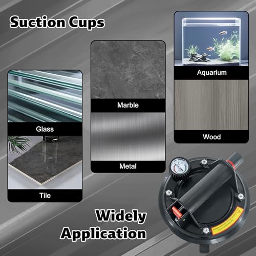 YYDENTOOL 2 Pack Heavy Duty Suction Cups, 8" Suction Cups for Glass with Pressure Gauge and Portable Storage Box, 800 lbs Load Capacity Powerful Suction Cups to Lift Large Glass, Window, Tile by YYDENTOOL - Image 6