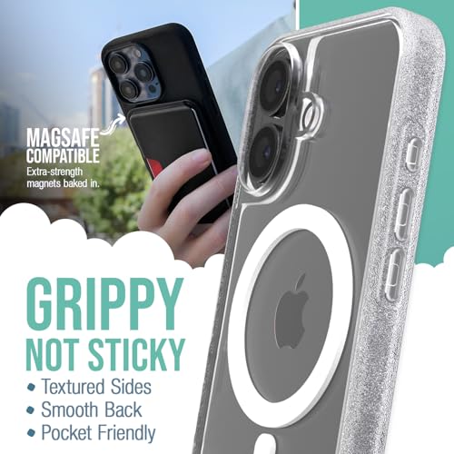Image of Smartish iPhone 16 Magnetic Case - Gripmunk Compatible with MagSafe [Lightweight + Protective] Slim & Thin Grip Cover with Microfiber Lining for Apple iPhone 16 - Clearly Clear