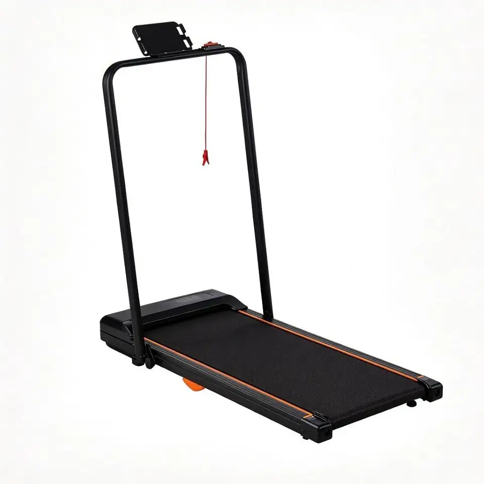 Esteira Elétrica Dobrável, Preta com Laranja, 43x110 cm, Suporte para Celular, Bivolt 110-220V, 100 kg