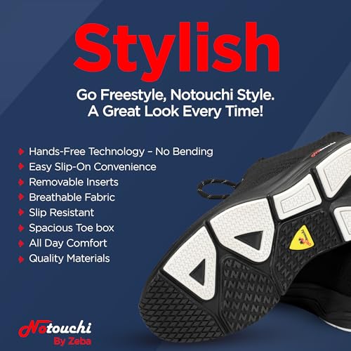Image of ZEBA Notouchi Hands Free Sneakers for Men - No Bend Slip On Sneakers Design, All-Day Comfort - Slip Resistance, and Breathable Materials - Ideal Men Walking Shoes for Travel & Casual Wear