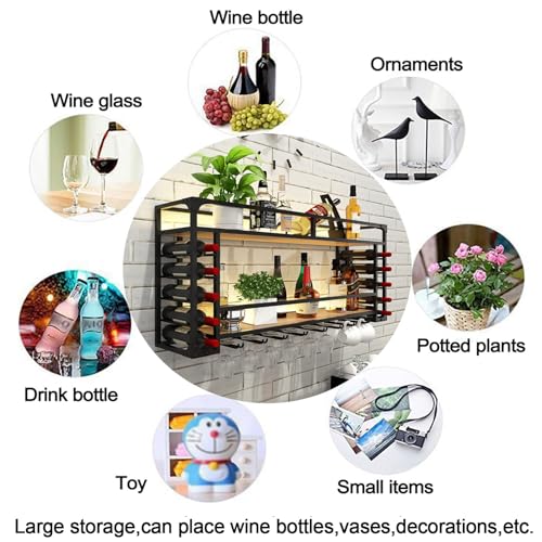 Étagères flottantes pour unité de bar pour ranger bouteilles et verres - 7