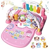 Baby Play Gym Mats, Baby Activity Mat for Sensory and Motor Skill Development, Baby Funny Play Piano Gym with Music and Lights Activity Gym Play Mat Center for Newborn 0-12 Months