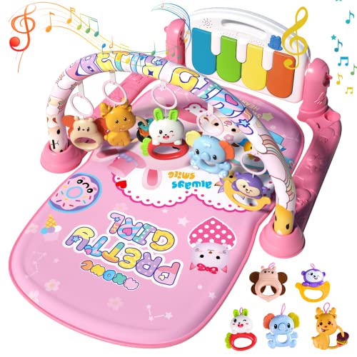 Image of Baby Play Gym Mats, Baby Activity Mat for Sensory and Motor Skill Development, Baby Funny Play Piano Gym with Music and Lights Activity Gym Play Mat Center for Newborn 0-12 Months
