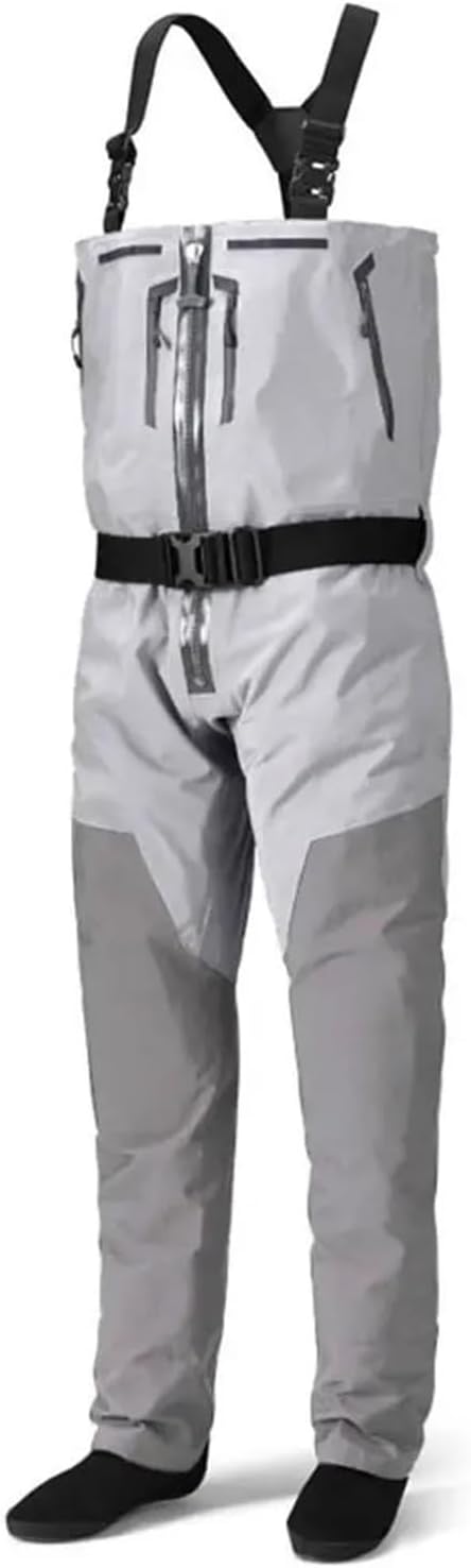 Waders Fishing Wader Convertible Stout Stockingfoot with Zipper Waterproof Breathable Wading Adventure(L)