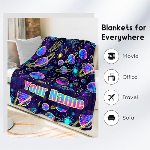 Custom Planet Blanket - 50x60 Inches Cute Throw Blanket for Men, Women - Soft Fuzzy Blankets for Bed, Couch & Travel