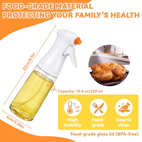 Olive Oil Sprayer for Cooking, 2-in-1 Oil Dispenser with Dual Nozzles 200ml Oil Bottle for Air Fryer, BBQ, Roasting, Baking, Grilling and Salad Dressing, Kitchen & Outdoor - Image 3
