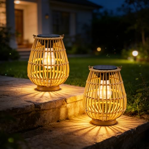 Lanterne solaire extérieur lot de 2 lampes de jardin étanches IP44 suspendues