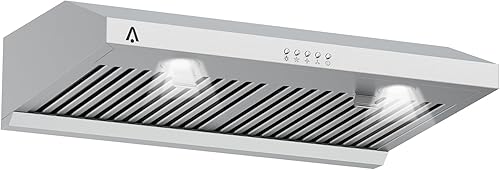 Campana extractora para debajo del gabinete de 30 pulgadas, 400 CFM para convertible, de acero inoxidable con ventilador de escape de 3 velocidades