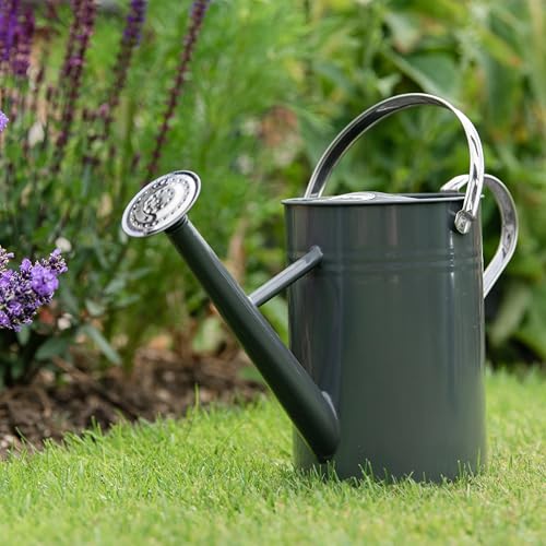 Kent & Stowe 4,5 Liter Vintage Gießkanne in steingrau – Verzinkte Stahlkanne für das tägliche Gießen – Kanne im klassisch englischen Stil mit 2 Griffen