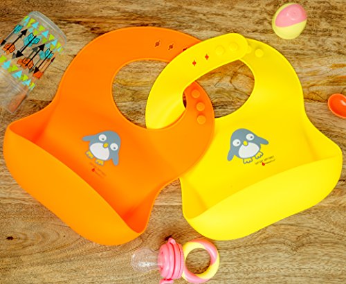 NatureBond Siliconen slabbetjes voor baby's en peuters (2 stuks) met waterdichte tas | Comfortabele zachte waterdichte… - Image 3