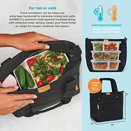 Karrico Casual Lunch Bag Premium Stylish Insulated Lunchbox With Bpa Free Lined Interior & Large Capacity - Durable Food Contact Safe Lunch Tote For Work, College & Picnics Keeps Food Hot Or Cold #TOP3