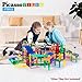 PicassoTiles 12pcs Race Track Add-On Magnetic Railway 5Styles Building Block Set Magnet Tiles Construction Toy STEM Learning Early Education Toys Blocks Child Brain Development for Kids Age 3+ PTR12