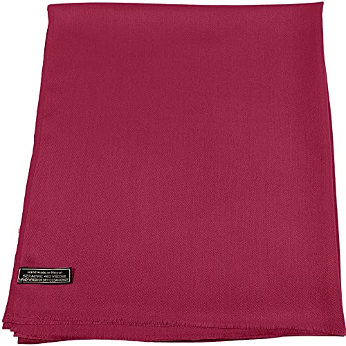 CJ Apparel Fuchsia Pink Solid Color Fringe Design Nepalese Shawl Seconds Scarf Wrap Stole Throw Head Wrap Pashmina Hand Made in Nepal New