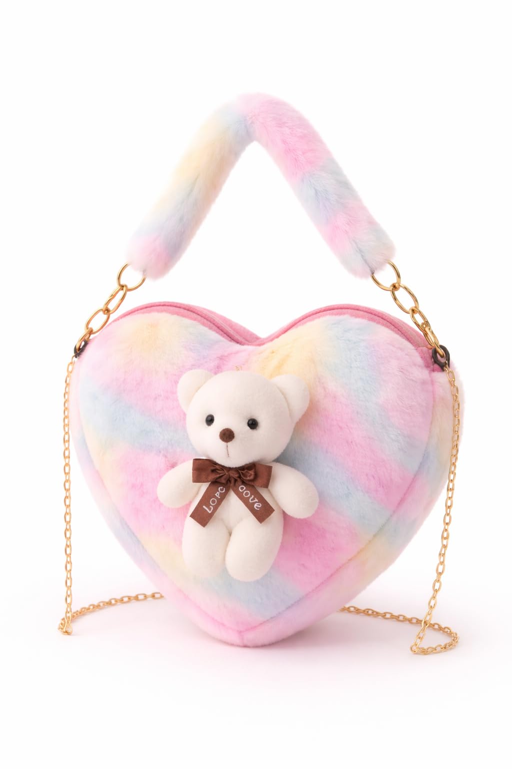 Girls Sling Bag Cute Sling Bag Combo for Kids Teddy Slingbag Mini Handbag Combo Fur Toy Bag-image-47