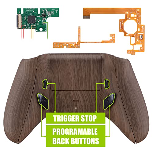 Image of eXtremeRate Wood Grain Lofty Programable Remap & Trigger Stop Kit, Upgrade Boards & Redesigned Back Shell & Side Rails & Back Buttons & Trigger Lock for Xbox One S /X Controller Model 1708